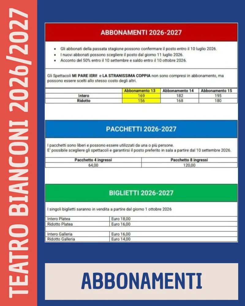 Abbonamenti, pacchetti e biglietti